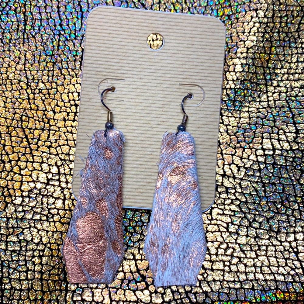 Leather acid wash leather earrings